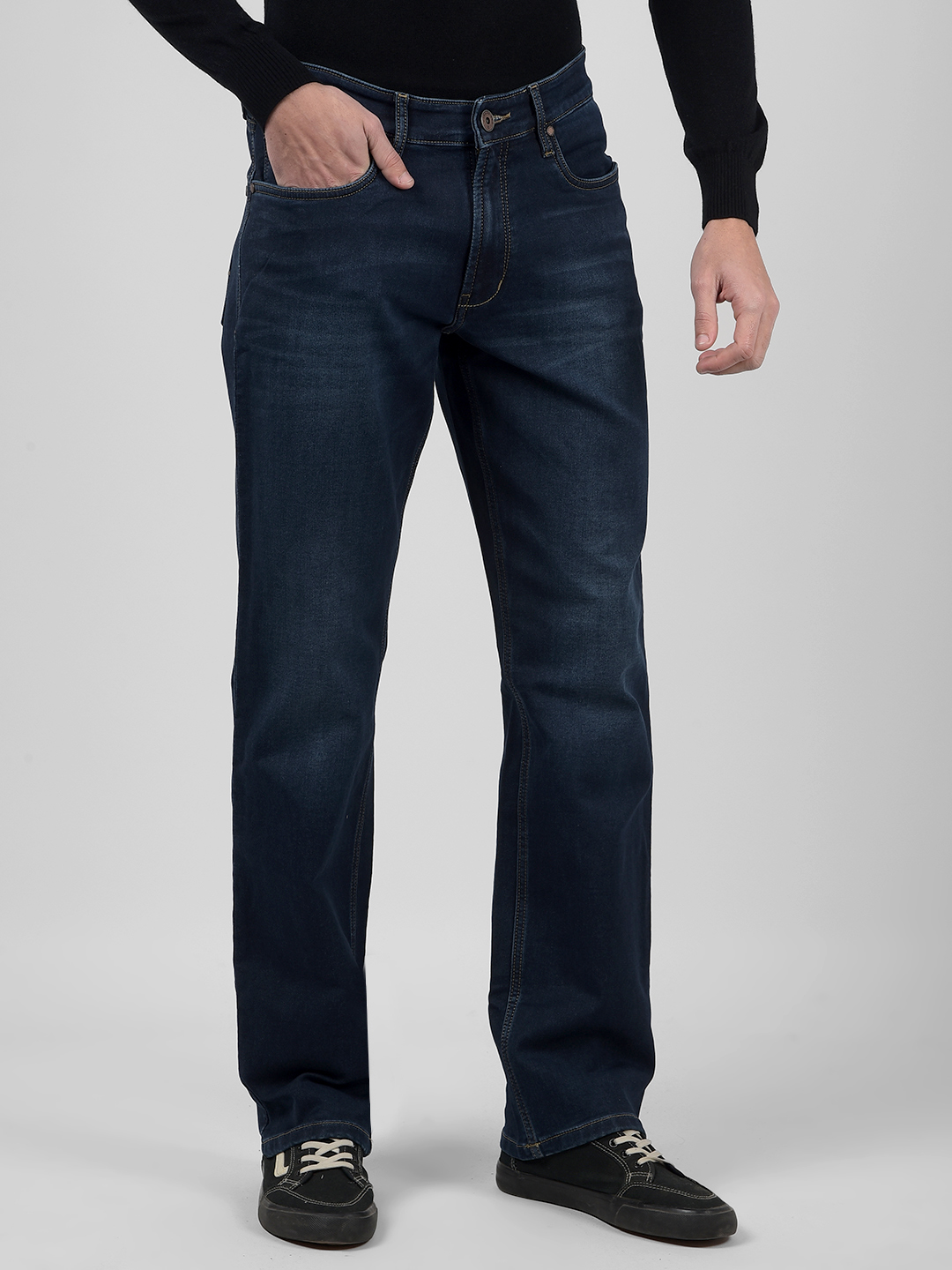 Numero Uno Men Solid Dark Blue Jeans